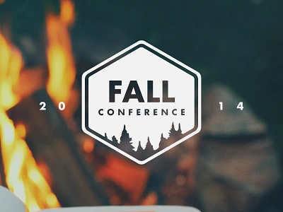 Collegiate Fall Conference badge church college conference fall fire futura hexagon logo ministry outdoors