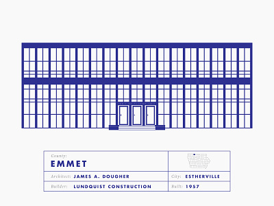 Emmet County Courthouse architecture illustration iowa mid century odes to justice