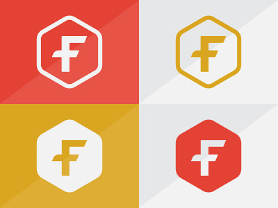 FFFF cross f goldenrod hexagon letter logo typography vermilion