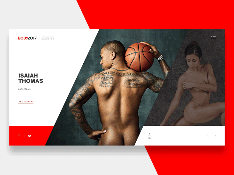 ESPN The Body Issue 2017 angle animation countdown desktop espn intro layout motion scroll swipe ui ux