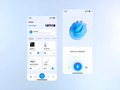 Smart home concept animation app appdesign design home smart smarthome ui ux uxui voice voice helper