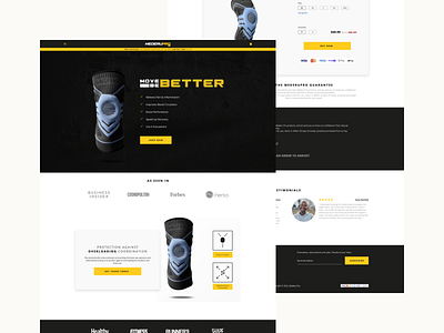 MederuPRO Website creative deporte exploration inspiration knees landing modern rodillera shop shopify sport ui web