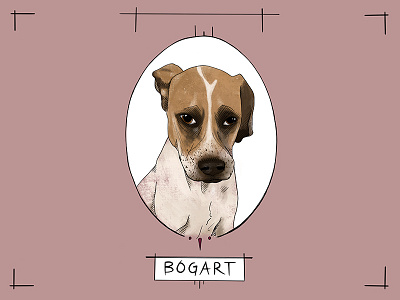 Bogart commission digital art digital painting dog pink puppy