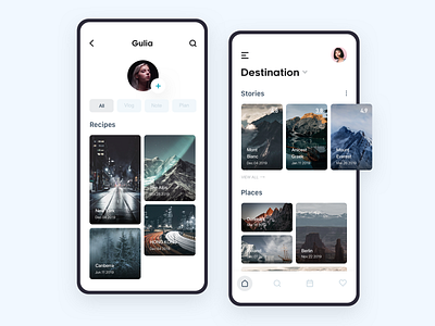 Travel Application - 1 adventure card clean ui icon mobile app photography planner poster social travel travel app trip ui visit 设计