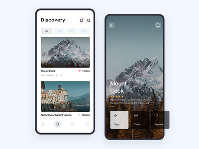 Travel Application 2 card clean ui design plane social travel ui visit