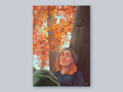 autumn autumn autumn leaves forest illustration loss painting portrait procreate sadness