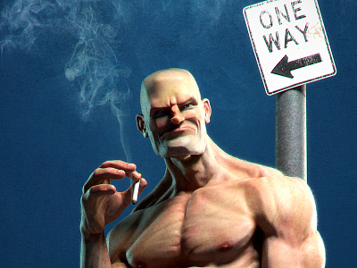 Barrio Guy 3d alves artist bully cartoon character da illustration jose josé man modeling muscle silva smoke