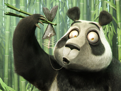 A Break from Bamboo 3d alves animal artist cartoon character da illustration jose josé mascot modeling panda silva