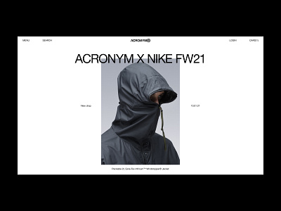 ACRONYM® Homepage acronym concept design fashion figma landing mainpage online page product site store streetwear supreme web wip