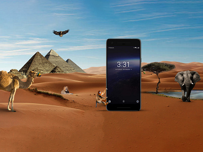 Mobile Composition animals camel desert mobile oasis pyramid
