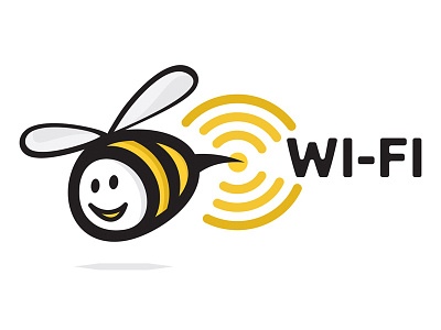 Bee wi-fi bee honey logo wi fi