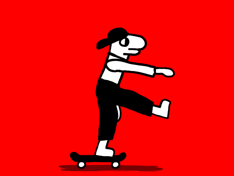 Skater 2d after effects animation cartoon character drawn illustration looped skateboarder