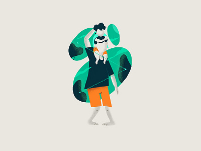 Hello Dribbble 2/3 colors flat green illustration life orange procreate vector