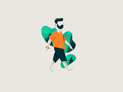 Hello Dribbble 3/3 colors flat green illustration life orange procreate vector