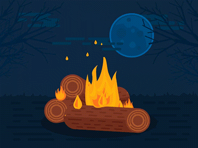 Camp Fire Animated animation camp fire flat illustration motion night vector wood