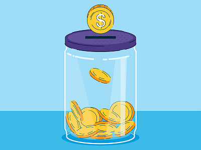 Money Saving Jar blue finance flat illustration jar money motion purple saving
