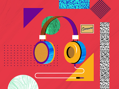 Design Everyday - Day 12 - Headphone collage headphone illustration texture