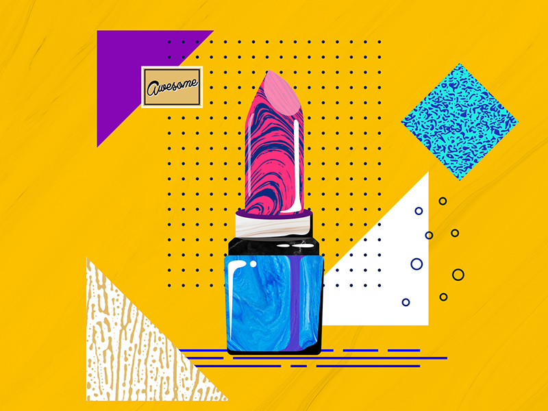 Design Everyday - Day 20 - Lipstick texture collage illustration make up lipstick