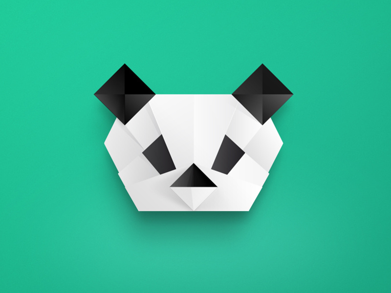 Panda origami illustrator vector protrait origami face gradient geometric poly facet digital art