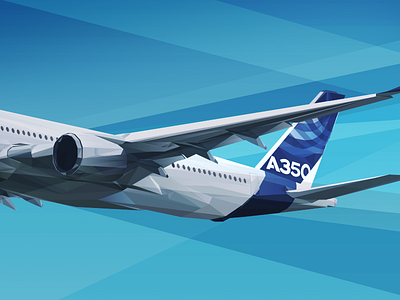 Airbus A350XWB - illustration aircraft digital facet geometric gradient illustration illustrator lowpoly polygon polygonal vector