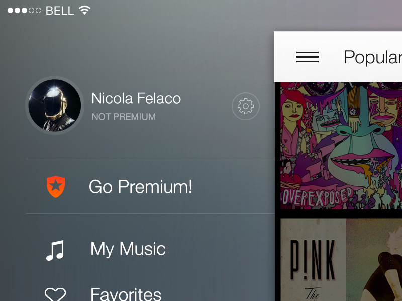 Ipad Landscape Sidebar Ios7 by Nicola Felasquez Felaco for Musixmatch