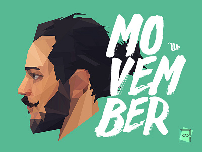 Movember facet flat gallery geometric illustration lowpoly moustache movember poly polygon portrait poster