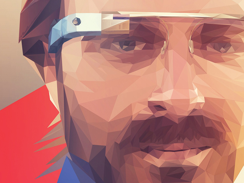 Max - musiXmatch CEO glass google musixmatch app stratup triangulation geometric illustration portrait poster lowpoly polygon
