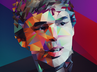 Larry Page for Wired US berlin color facet google gradients illustration lowpoly polygon portrait think triangle triangulation wired