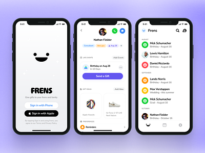 Frens App - Give gifts to your frens and family app app design apple birthday design ecommerce gift ios logo search send gift ux