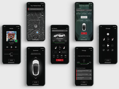 Tesla Mobile App with Autopilot Design app autonomous autopilot cars design driving future mobile app mobile app design mobility tesla ui ux