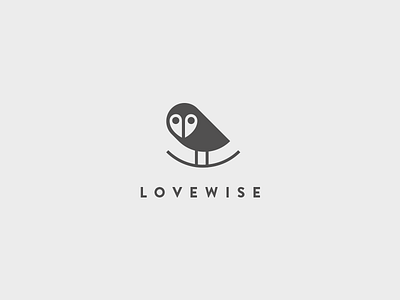 Lovewise Logo brand heart identity logo love mark minimal owl symbol