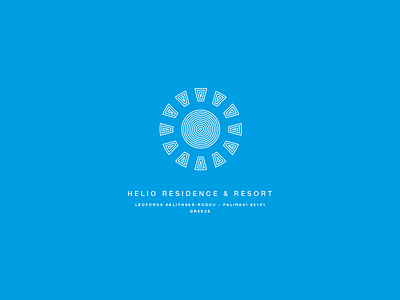 Helio Residence & Resort brand greek hotel identity lines logo mark minimal sun symbol