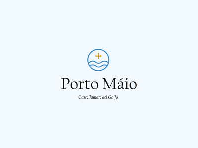 Porto Maio brand cross hotel identity logo logotype maritime mark restaurant sea waves