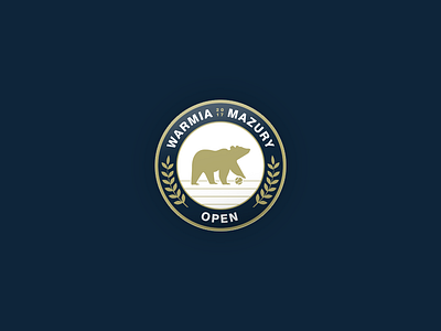 ITF Tennis Tournament Crest badge ball bear crest gold laurels navy tennis