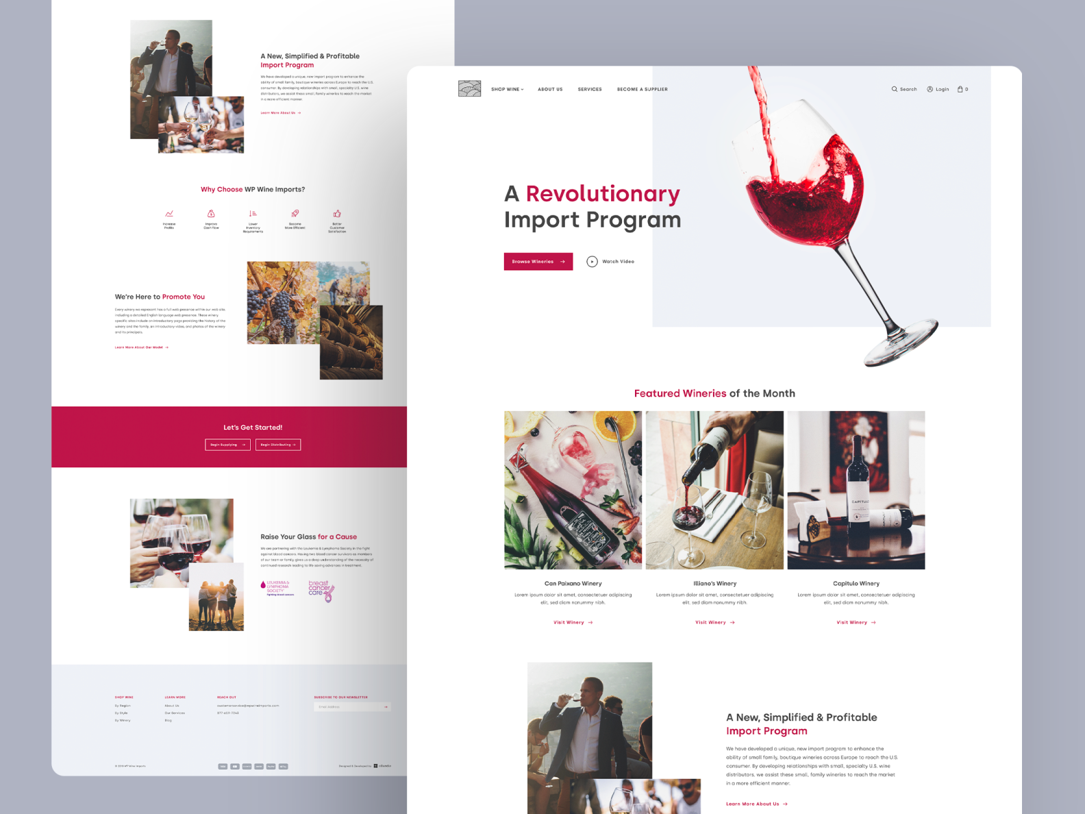 Homepage Design for a wine import company by Greg Venditto on Dribbble