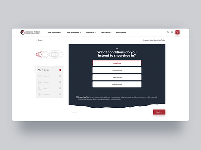 Product wizard design for a snowshoe company design ecommerce ecommerce business ecommerce design graphic design ui ui designer ux ux design ux designer