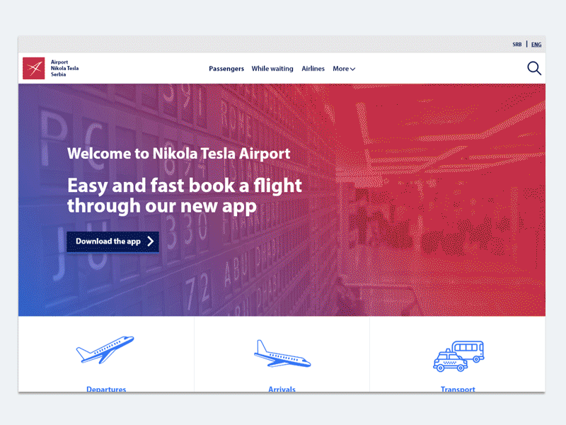 Redesign landing page for Belgrade Nikola Tesla Airport design digitalexperience interaction design landing page design ui ui ux uidesign user flow ux