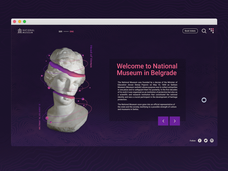 Redesign for landing page of the National Museum in Belgrade after effect animation after effects animation design design digitalexperience interaction design landing page landing page design ui ui ux ui ux design uidesign user experience user flow user inteface user interaction ux web webdesig