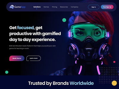 GameApp Landing Page 3d adobe xd animation b2b branding creative design customize game game app game design gamification graphic design landing page logo motion graphics photoshop ui user experience user interface user research ux