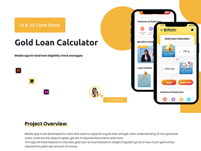 Gold Loan Calculator - UX Case Study adobe xd app design branding creative design design graphic design mobile app ui user experience user personas user research ux