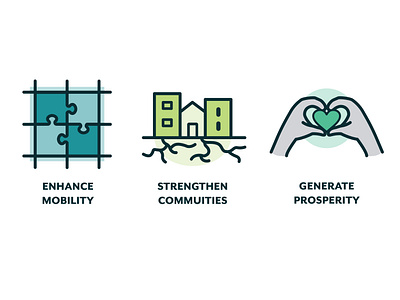 Connect 2040 Vision Icons community flat illustration flint hills grid pattern icon kansas logo long range plan love mobility prosperity street grid strengthen community