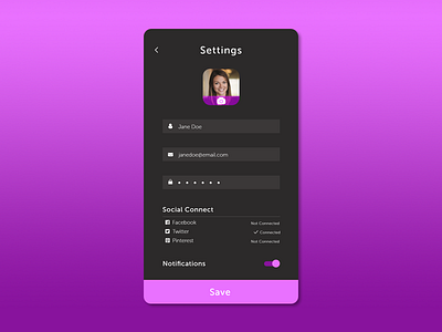 Daily UI #007 Settings Page 007 adobexd dailyui mobile settings