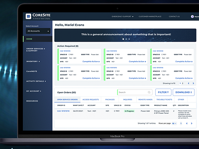 Coresite Customer Portal