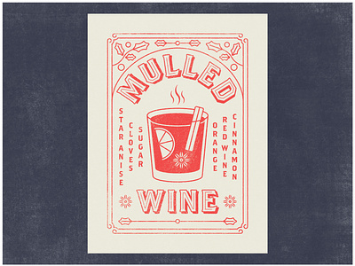 Mulled Wine cocktail holiday illustration mulled wine recipe texture typogaphy