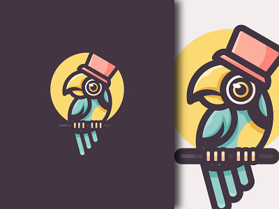 Magician Parakeet Logo animal bird brand cartoon character design fly logo logo concept logo design logoawesome magic magician mascot parakeet