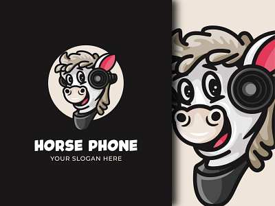 Horse Phone Mascot Logo animal branding cartoon character game gamer horse illustration logo logo concept logo design mascot podcast
