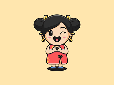 Beautiful chinese girl beauty branding chibi chinese chinese girl cute cute animal cute girl design girl illustration kawaii logo logo concept logo design mascot nft women