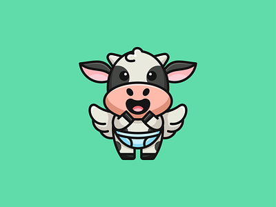 cute angel cow angel animal baby bull chibi cow cute farm farmer illustration kawaii logo mascot milk wild