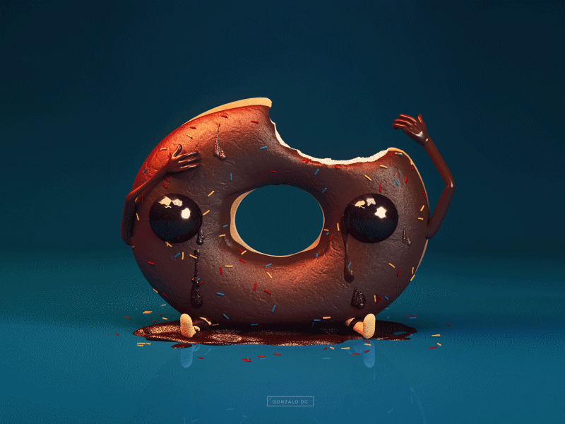Donita 3d adobe after effects bite c4d design donut funny gif modeling solidangle