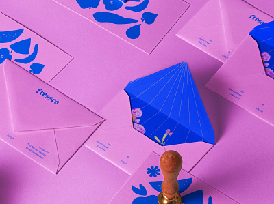 Fressco Brand Design blue branding branding process bright color colorful colors palette design envelope freelance fruits pink portfolio stationery style visual identity